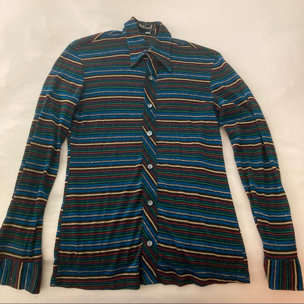 Vintage Multicolor Striped Button-Down Shirt